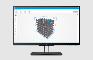 Moniteur avec une vue du tableau de bord de HP 3D Build Manager